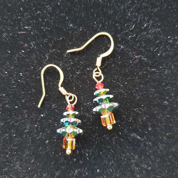 Small Green Swarovski Tree Earrings