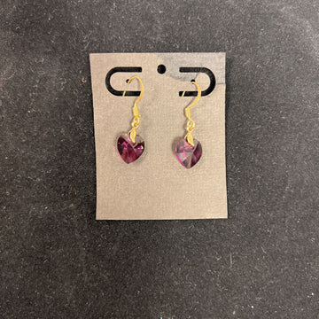 Ameythst Heart Earrings