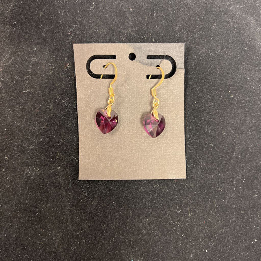 Ameythst Heart Earrings
