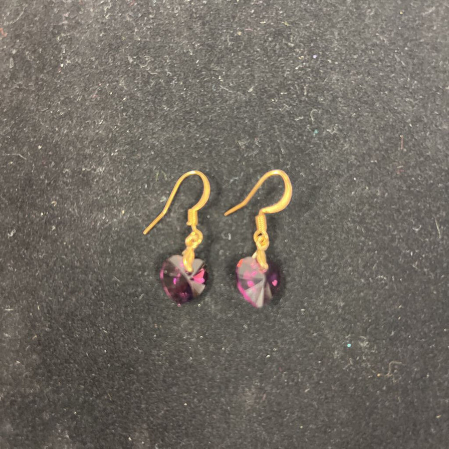 Ameythst Heart Earrings