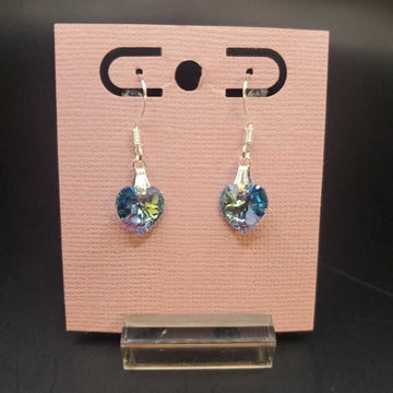 Aquamarine AB Heart Earrings