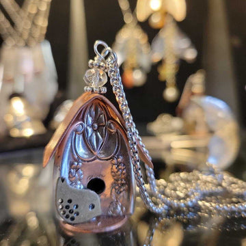 Silverware Birdhouse Necklace