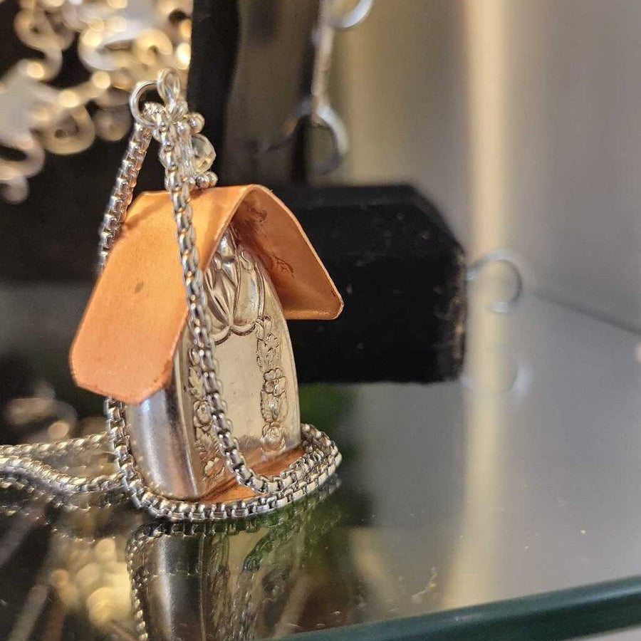 Silverware Birdhouse Necklace
