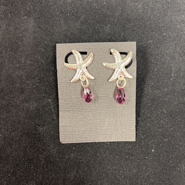 Silver Starfish Iris Earrings