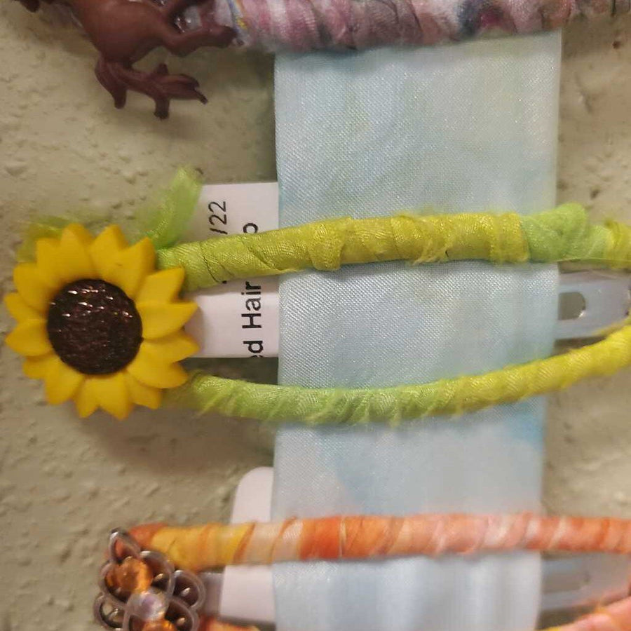 Silk Wrapped Hair Clip Sunflower