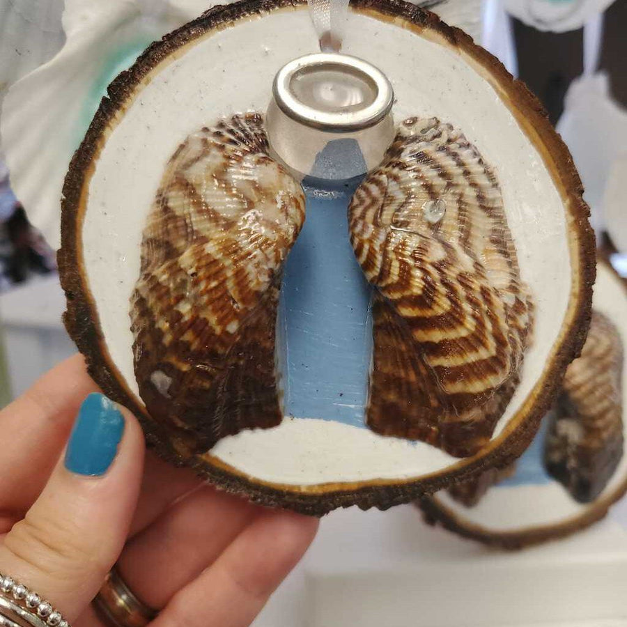Resin Angel Seashell Wood Ornament