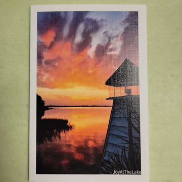 Single Note Card Orange Fog Lighthouse