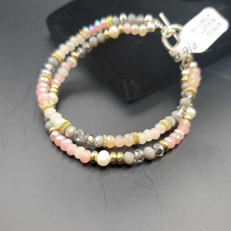 Pink/Grey Double Strand Bracelet