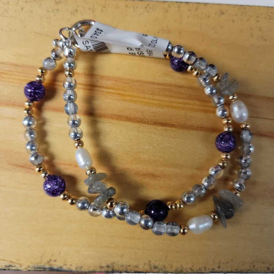 Purple/Silver Double Strand Bracelet