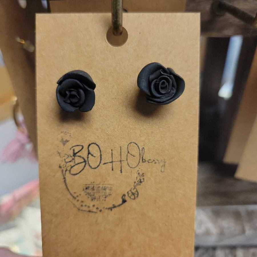 Rose Earrings Black