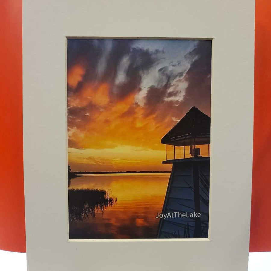 Lighthouse Orange Sky Print 5X7