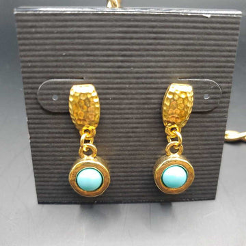 Small Gold Blue Pearl Earrings