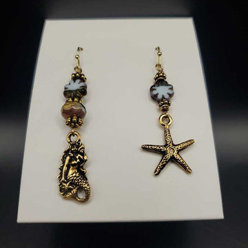 Gold Mermaid Starfish Earrings