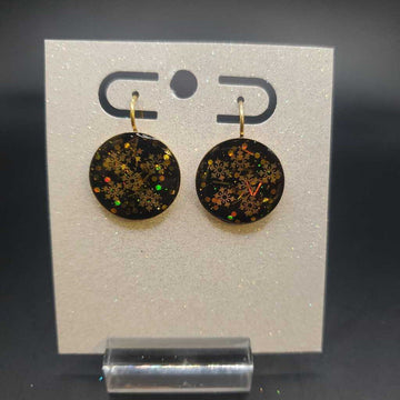 Black/Gold Snowflake Earrings