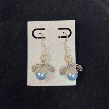 Blue Pearl Angel Earrings