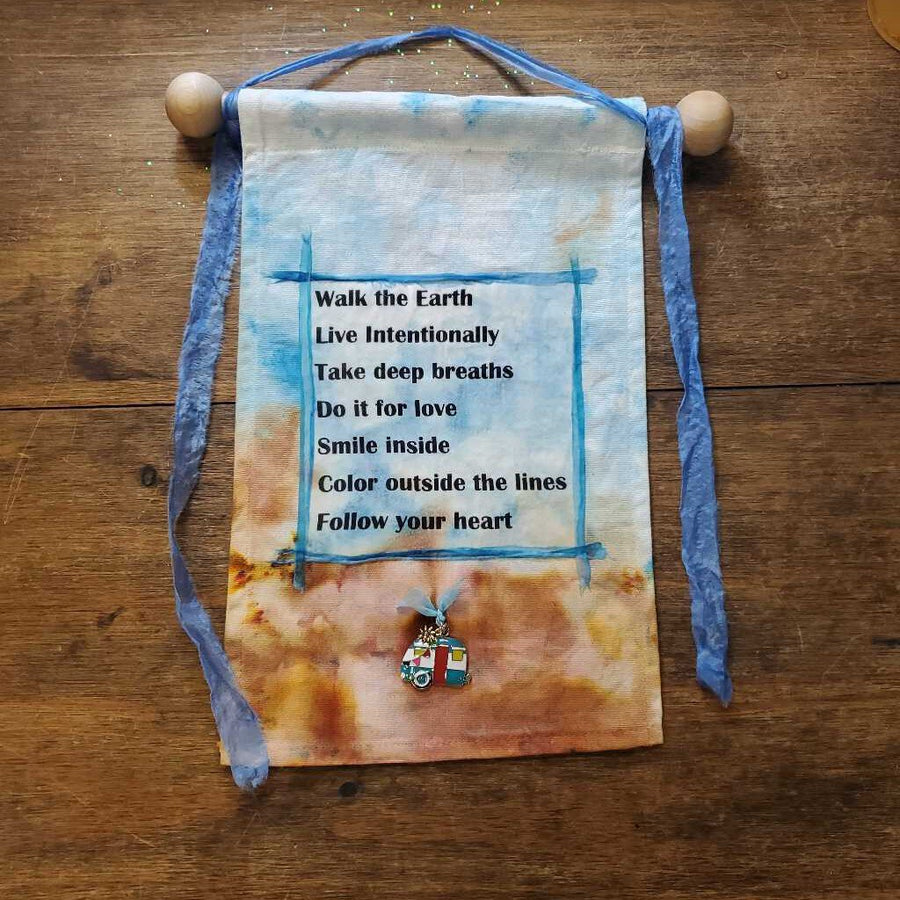 Walk the Earth Banner Turquoise Brown