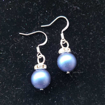 Christmas ball silver blue earrings