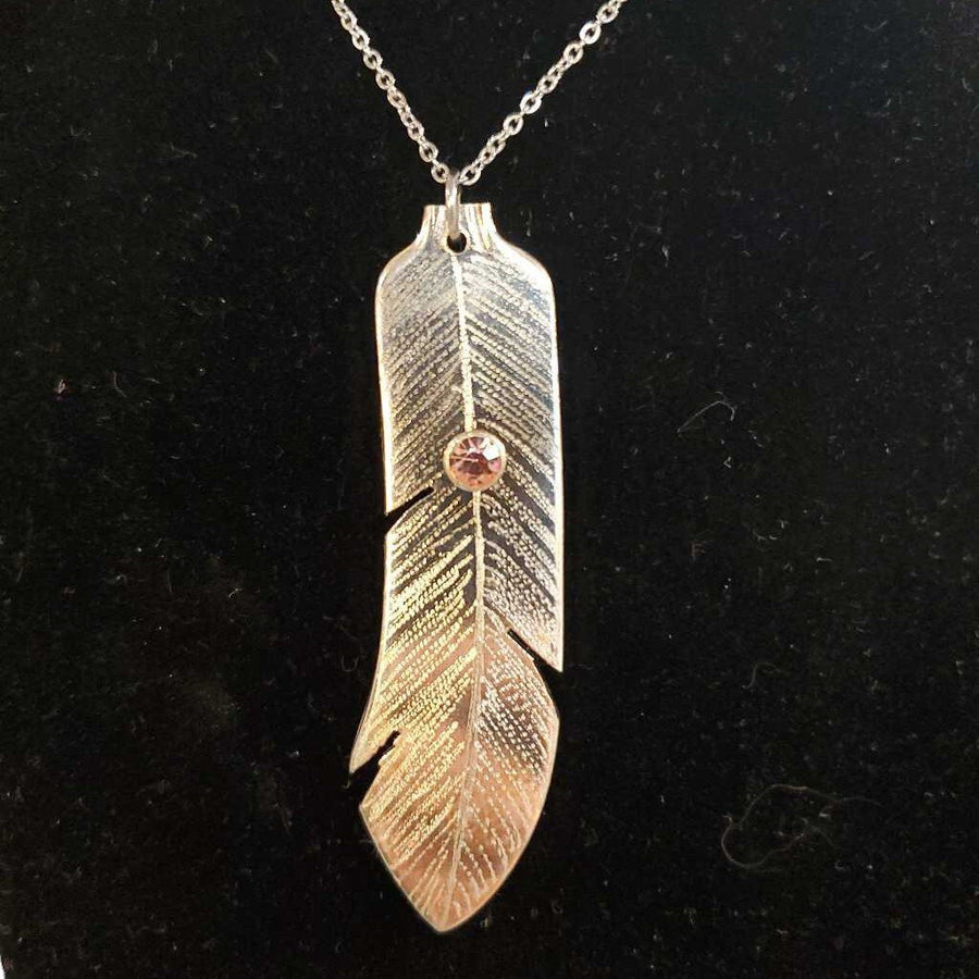 Silverware Feather Necklace